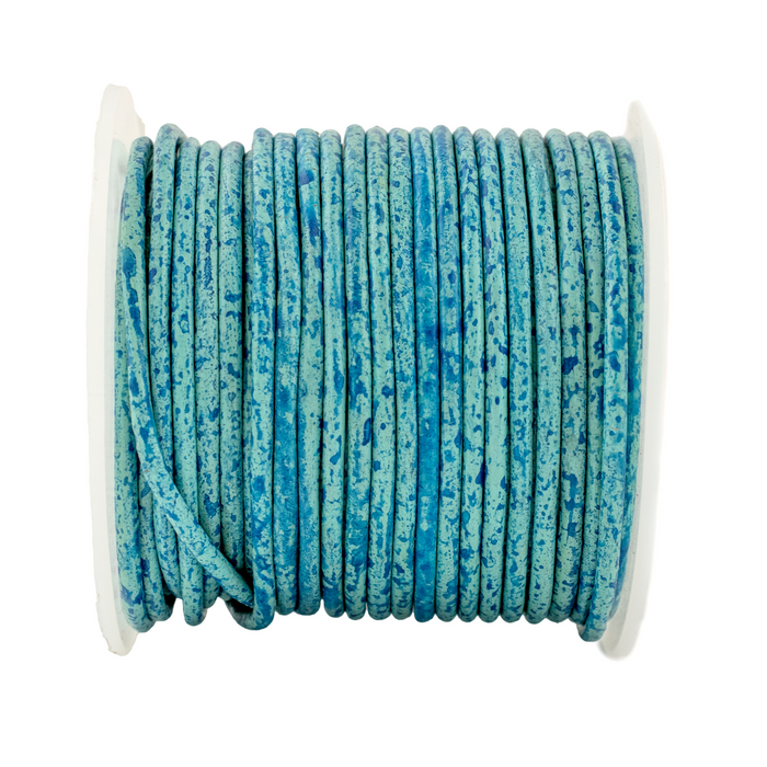 2.5mm Turquoise Speckled Round Leather Cord (75ft)