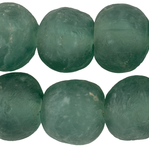 Super Jumbo Deep Aqua Recycled Glass Beads (34mm)