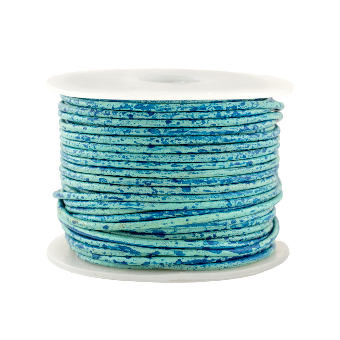 1.5mm Turquoise Speckled Round Leather Cord (75ft)