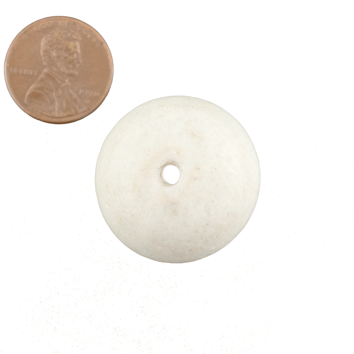 Jumbo Opaque White Recycled Glass Bead (27mm)