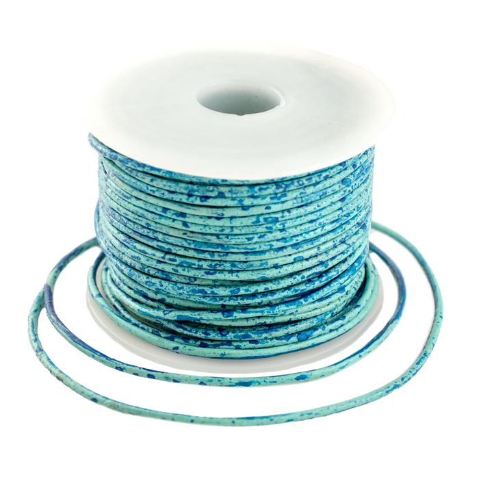 1.5mm Turquoise Speckled Round Leather Cord (75ft)