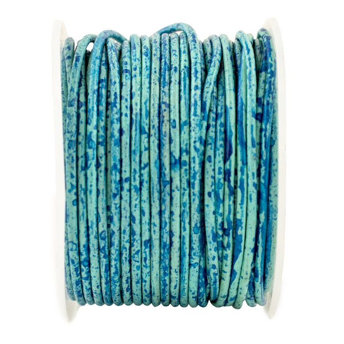 1.5mm Turquoise Speckled Round Leather Cord (75ft)
