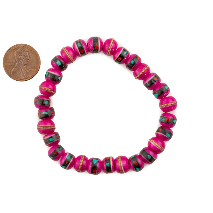 Magenta Pink Nepal Bracelet - The Bead Chest
