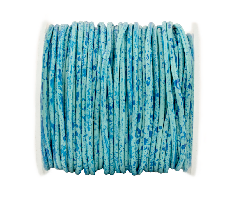 1.0mm Turquoise Speckled Round Leather Cord (75ft)