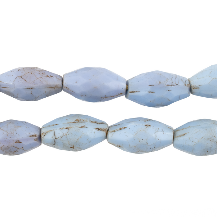 Old Russian Blue Oval-Shaped Beads (17x9mm)