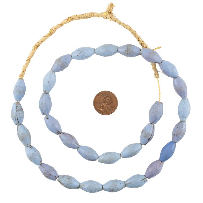 Old Russian Blue Oval-Shaped Beads (17x9mm)