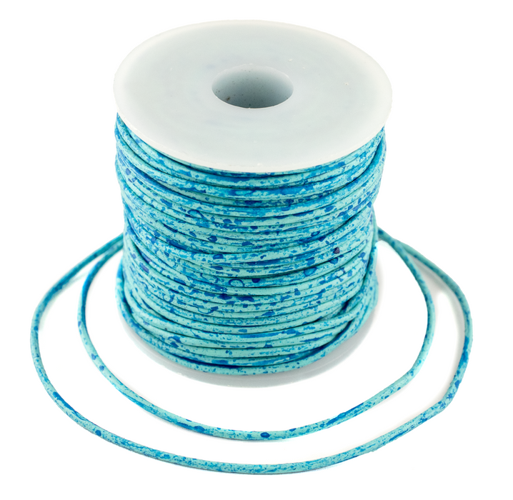 1.0mm Turquoise Speckled Round Leather Cord (75ft)