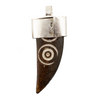 Brown Carved Tooth Pendant - Spiral Design (38x15mm)