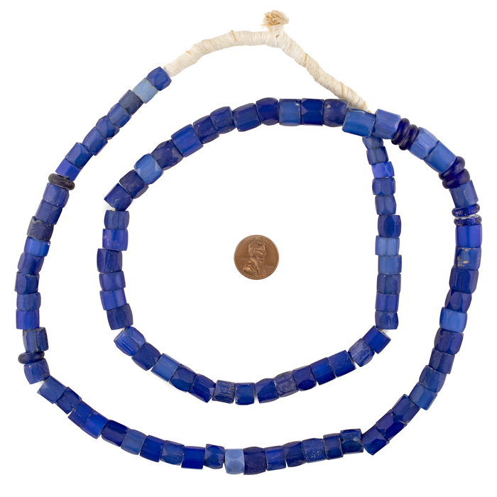 Faceted Russian Blue Trade Beads (8-12mm) #16294