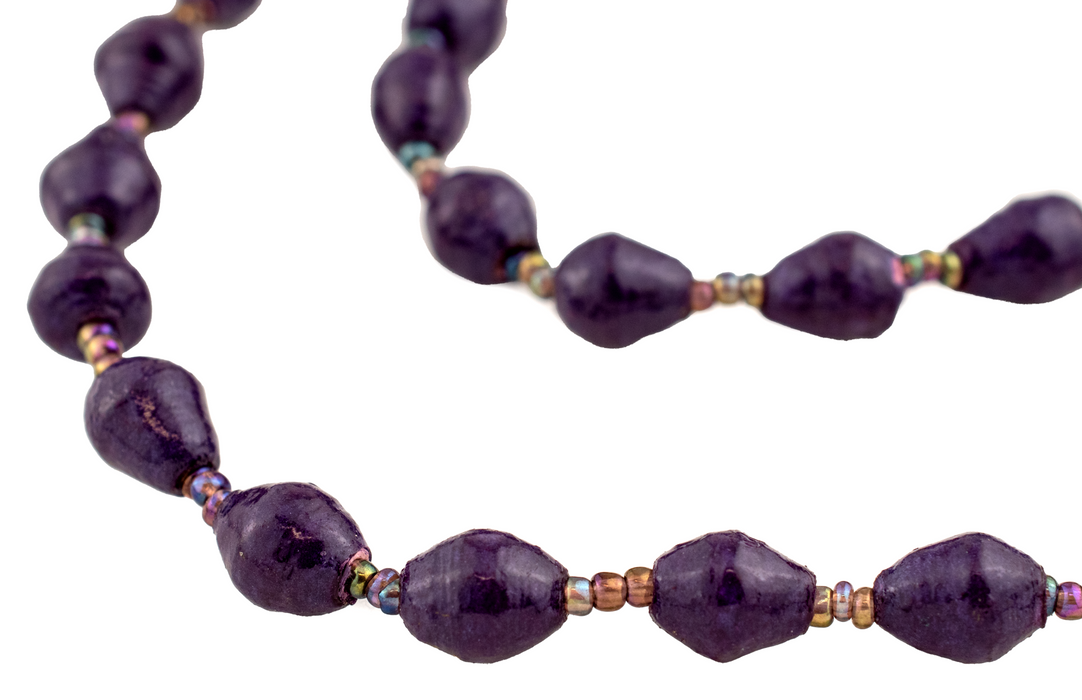Dark Purple Recycled Paper Beads from Uganda