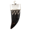 Brown Carved Tooth Pendant - Serrated Design (37x14mm)