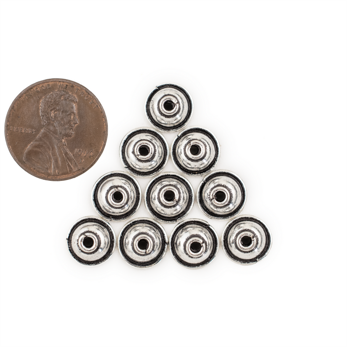 Antiqued Silver Bead Caps (9mm, 10 Pieces)