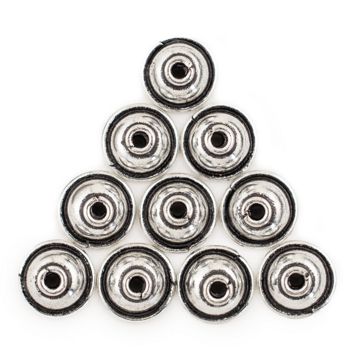 Antiqued Silver Bead Caps (9mm, 10 Pieces)