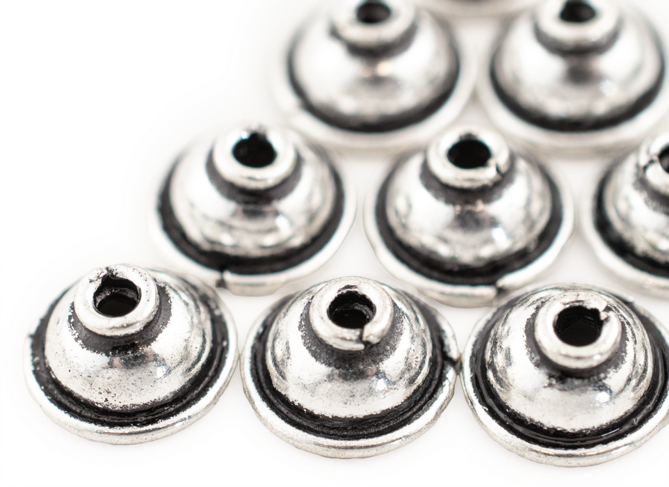 Antiqued Silver Bead Caps (9mm, 10 Pieces)