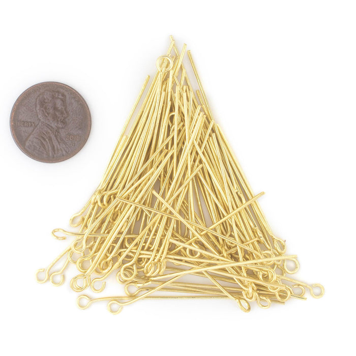 Gold 21 Gauge 1.5 Inch Eye Pins (Approx 500 pieces) - The Bead Chest