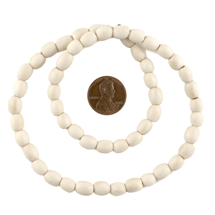 Navajo White Oval Natural Wood Beads (9x6mm)