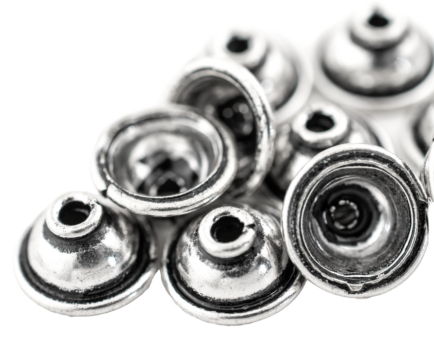 Antiqued Silver Bead Caps (9mm, 10 Pieces)