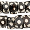 Polka Dot Batik Bone Beads (Faceted)