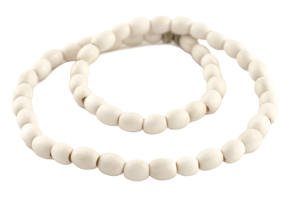Navajo White Oval Natural Wood Beads (9x6mm)