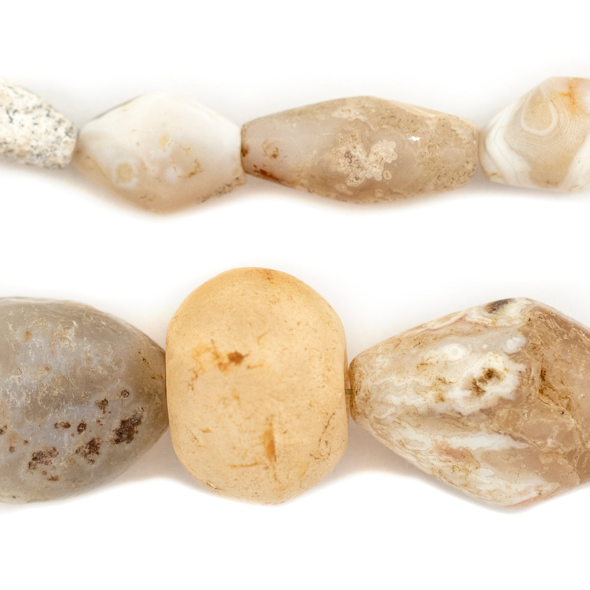 Brin De Perles Bicône En Quartz Du Mali - 11 Mm, Orange, 26 Pouces (66 Cm) - Neuf, Artisanal