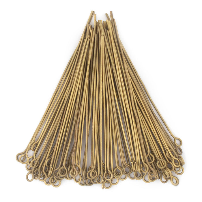 Brass 21 Gauge 2.5 Inch Eye Pins (Approx 500 pieces) - The Bead Chest
