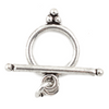 Silver Bar & Ring Toggle Clasp (16mm, 5 Pack)