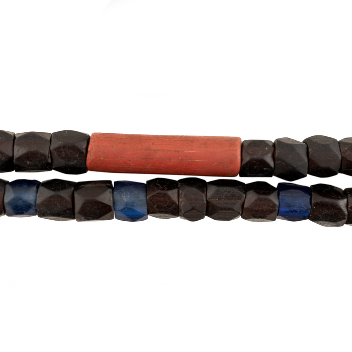 Rare Brown Faceted Antique Russian Blue & Flower Trade Beads #17288