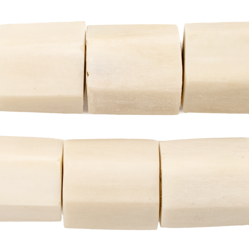 Faceted Cylinder White Bone Beads (25x22mm)(Long Strand)