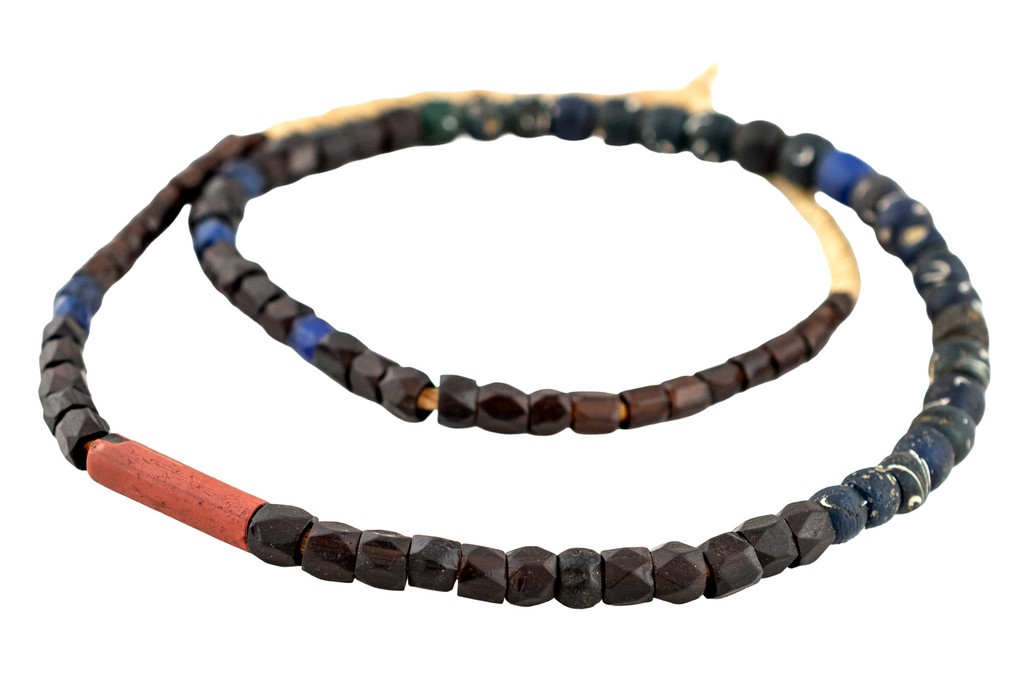 Rare Brown Faceted Antique Russian Blue & Flower Trade Beads #17288