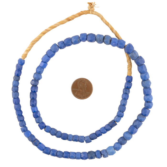 Multifaceted Antique Russian Blue Trade Beads #17289