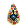 Vintage Painted Middle Eastern Shell Pendant (Blue Floral)