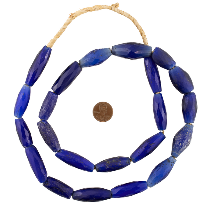 Jumbo Antique Russian Blue Tube Beads #17233