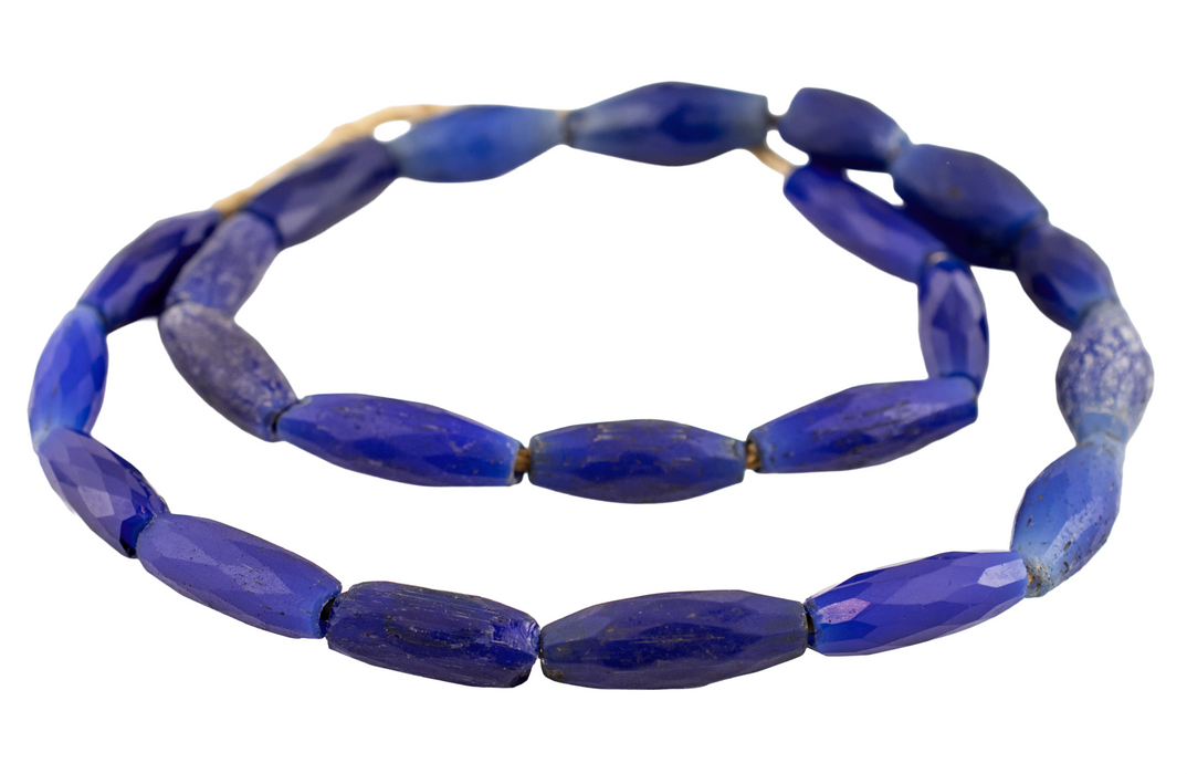 Jumbo Antique Russian Blue Tube Beads #17233