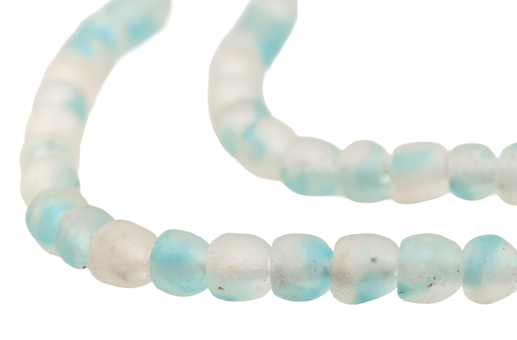 Speckled Blue Recycled Glass Beads (7mm)