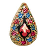Vintage Painted Middle Eastern Shell Pendant (Red Floral)