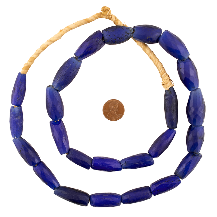 Jumbo Antique Russian Blue Tube Beads #17234