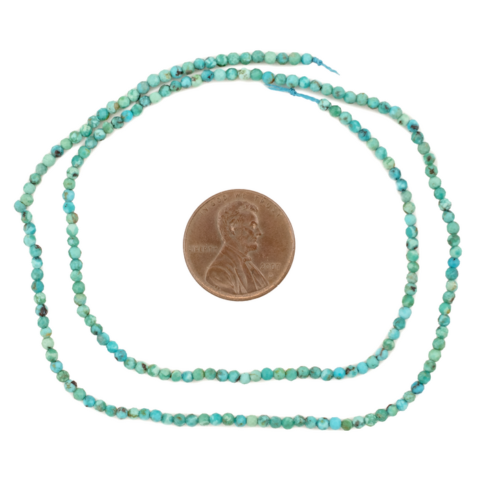 Faceted Round Turquoise Beads (2mm)