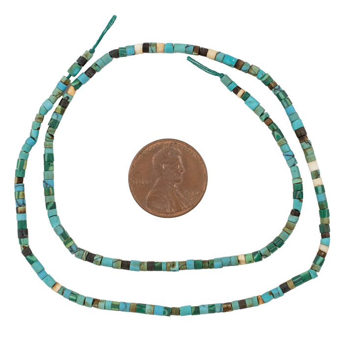 Turquoise and Malachite-Style Medley Heishi Beads (2mm)