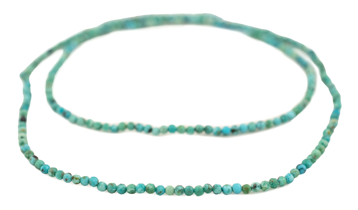 Faceted Round Turquoise Beads (2mm)