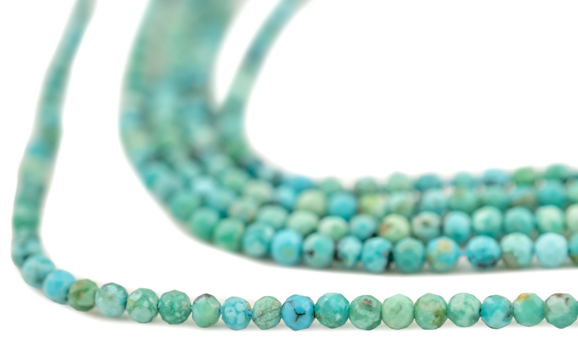 Faceted Round Turquoise Beads (2mm)