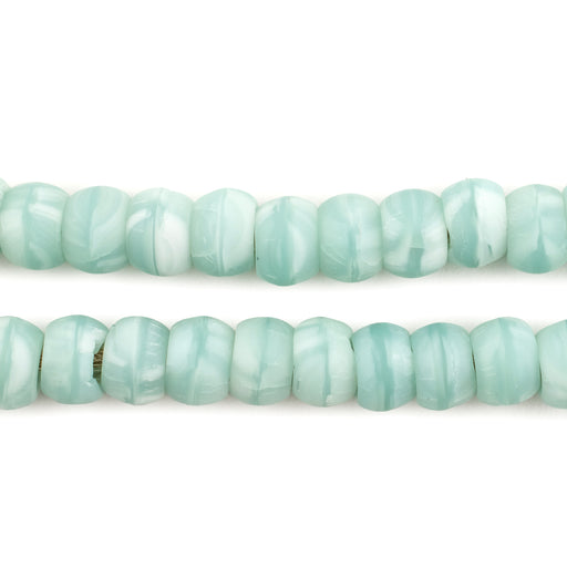 Aqua Green & White Swirl Padre Beads (9mm) - The Bead Chest