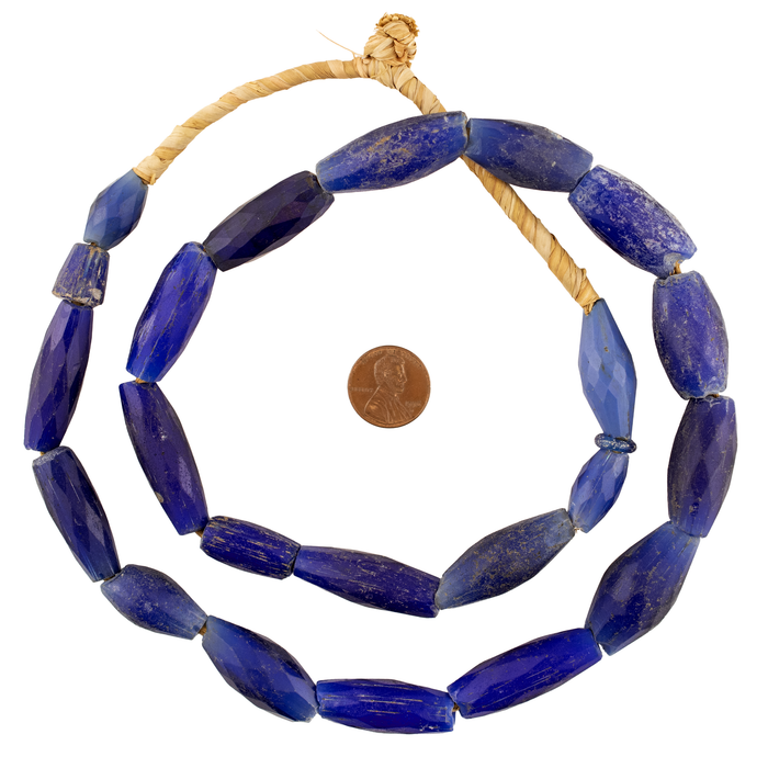 Jumbo Antique Russian Blue Tube Beads #17235