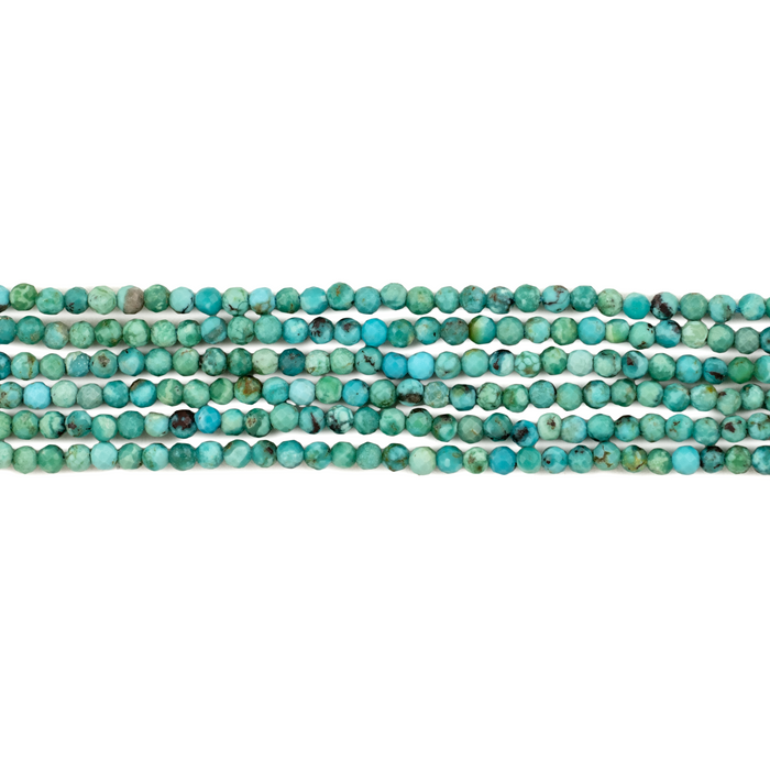 Faceted Round Turquoise Beads (2mm)