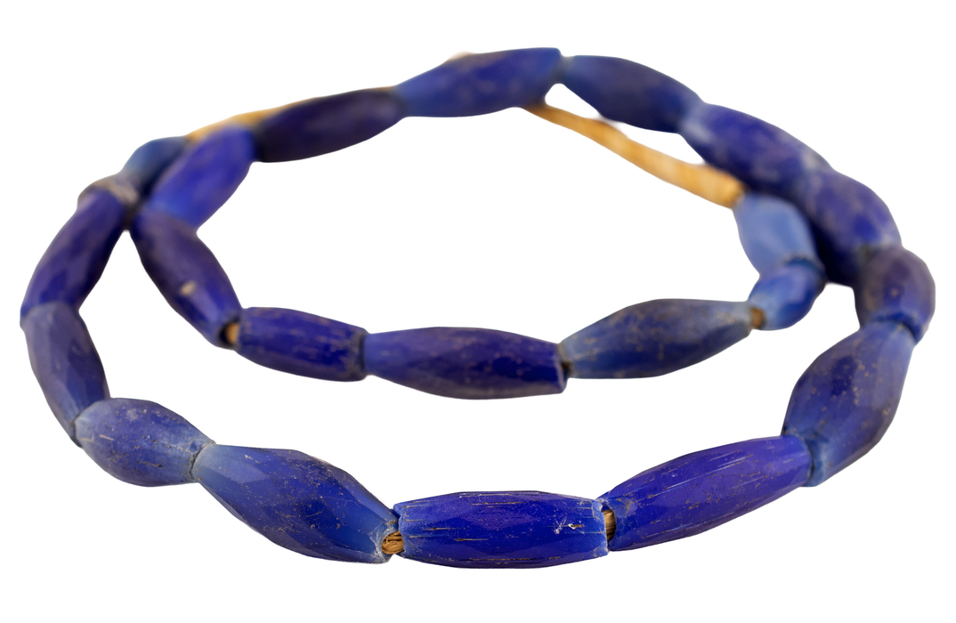 Jumbo Antique Russian Blue Tube Beads #17235