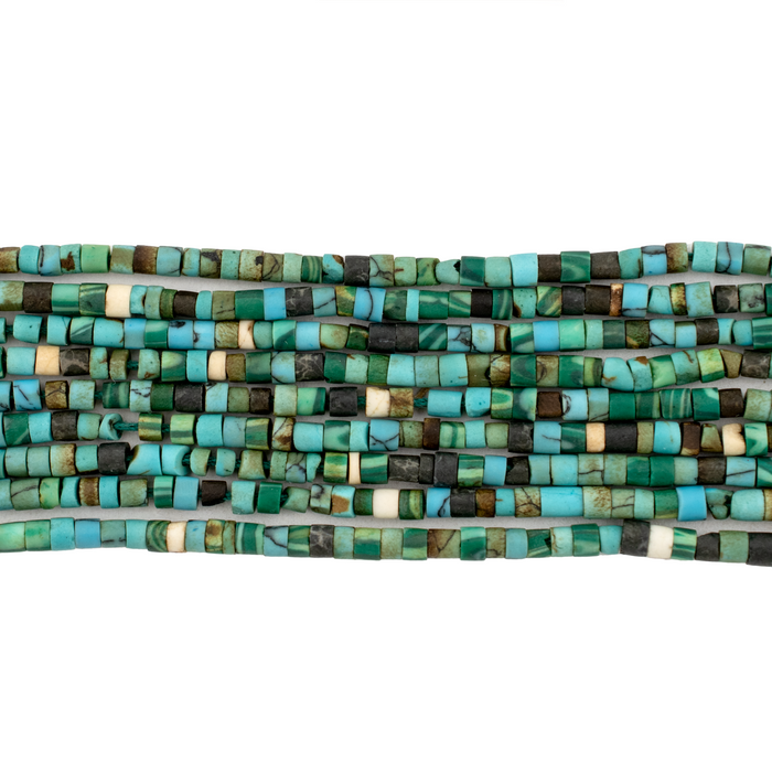 Turquoise and Malachite-Style Medley Heishi Beads (2mm)