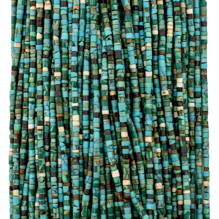 Turquoise and Malachite-Style Medley Heishi Beads (2mm)