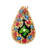 Vintage Painted Middle Eastern Shell Pendant (Green Floral)