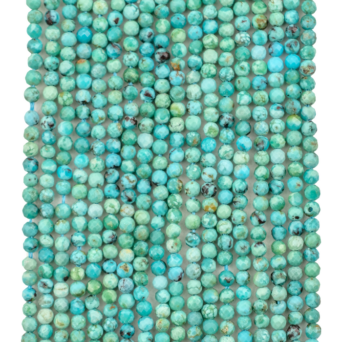 Faceted Round Turquoise Beads (2mm)