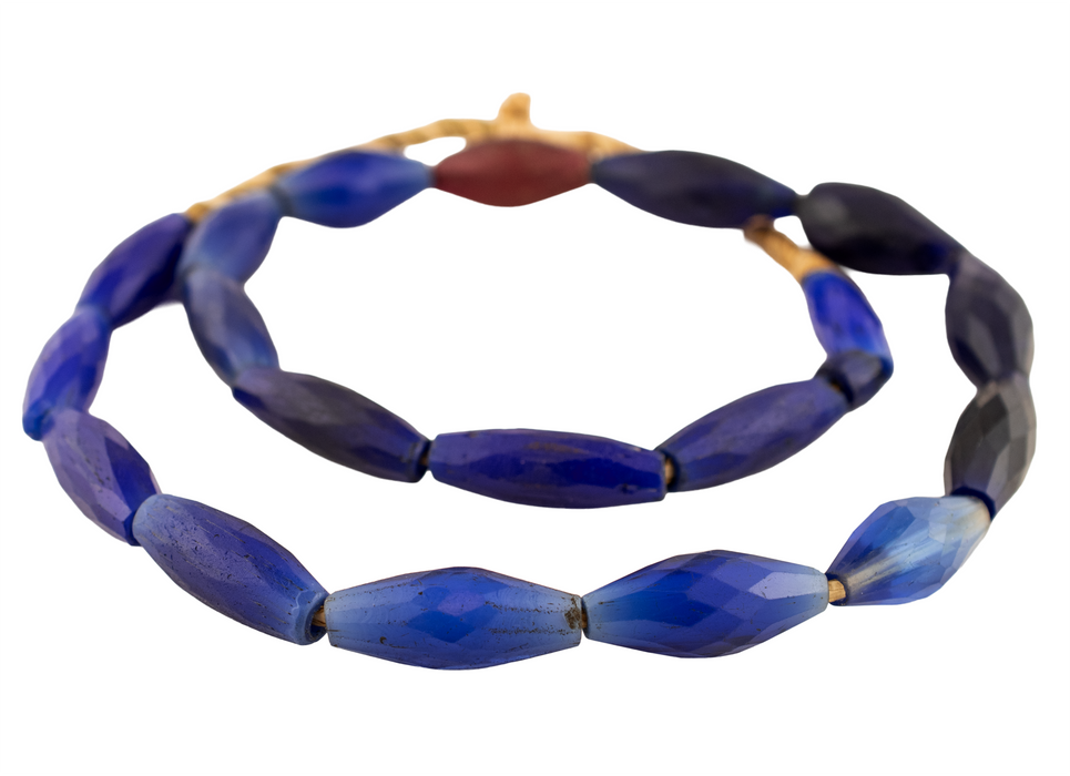 Jumbo Antique Multicolor Russian Blue Tube Beads #17232