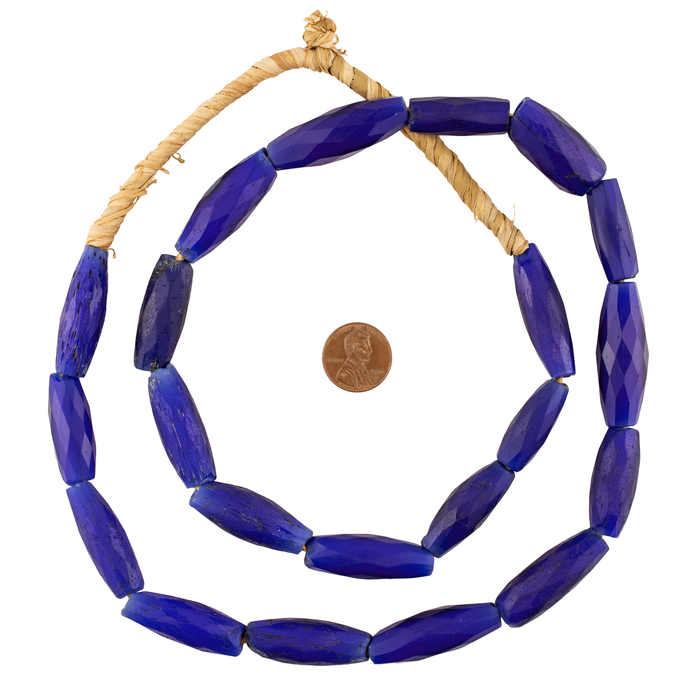 Jumbo Antique Russian Blue Tube Beads #17231